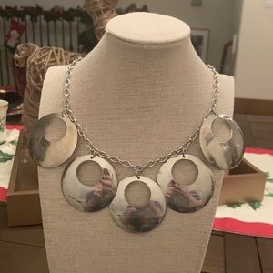 Bold Silver Necklace with Circular Pendants